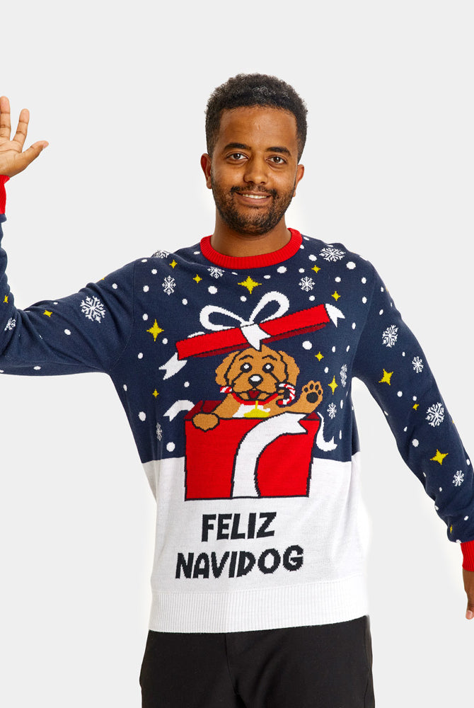 Jersey de Navidad para Familia Feliz Navidog Hombre