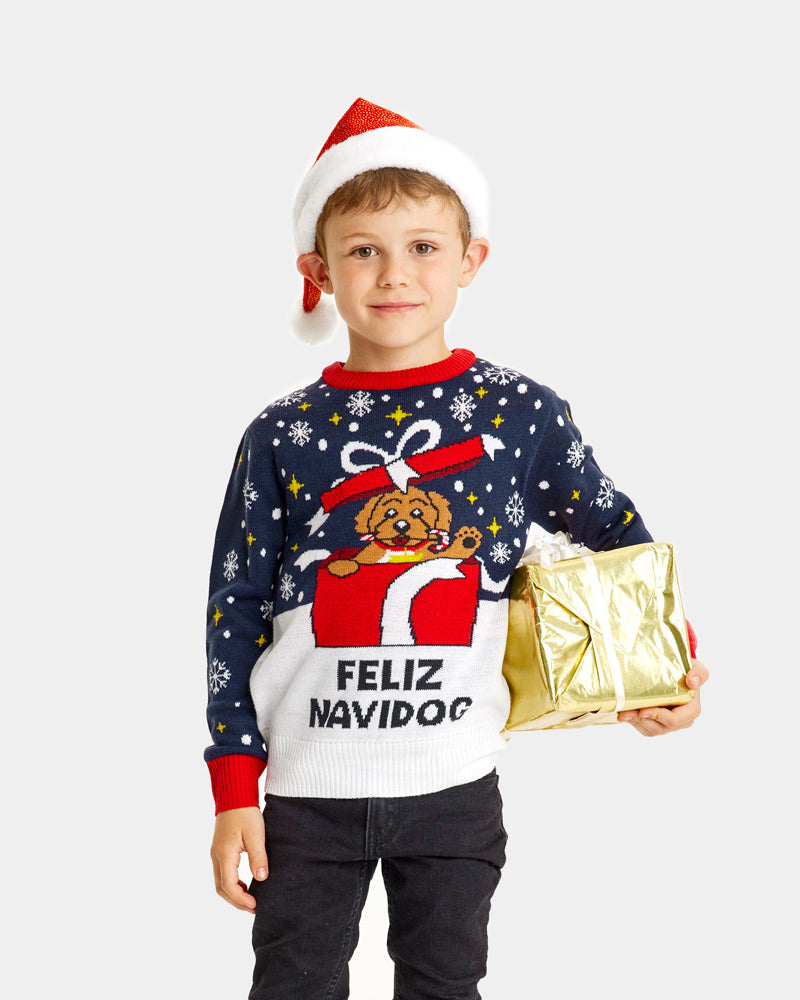 Jersey de Navidad para Familia Feliz Navidog Niños