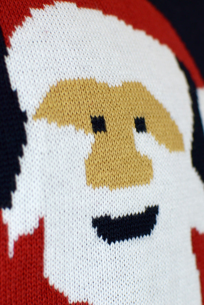 Jersey de Navidad Hombre Azul Papá Noel Reno Rudolph Algodón Orgánico detalle