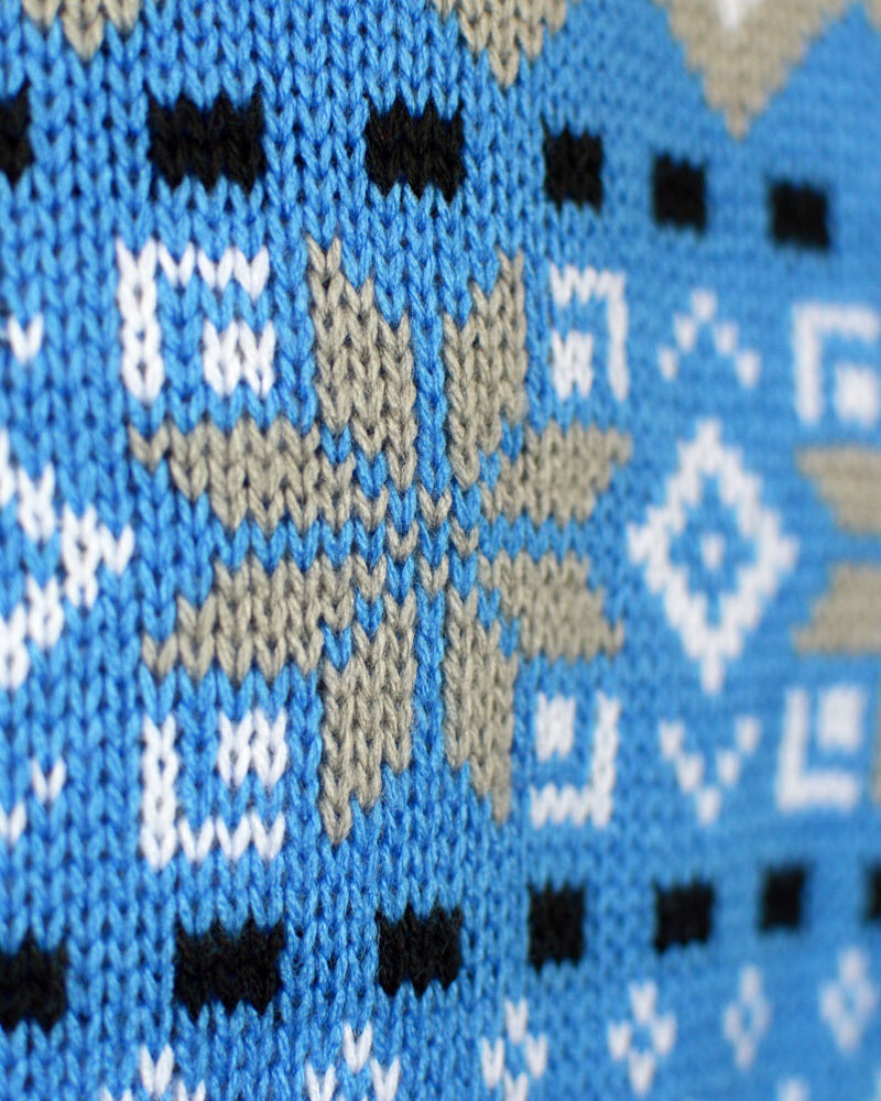 Jersey de Navidad para Hombre Blanco, Gris y Azul con Renos Elegante Detalle