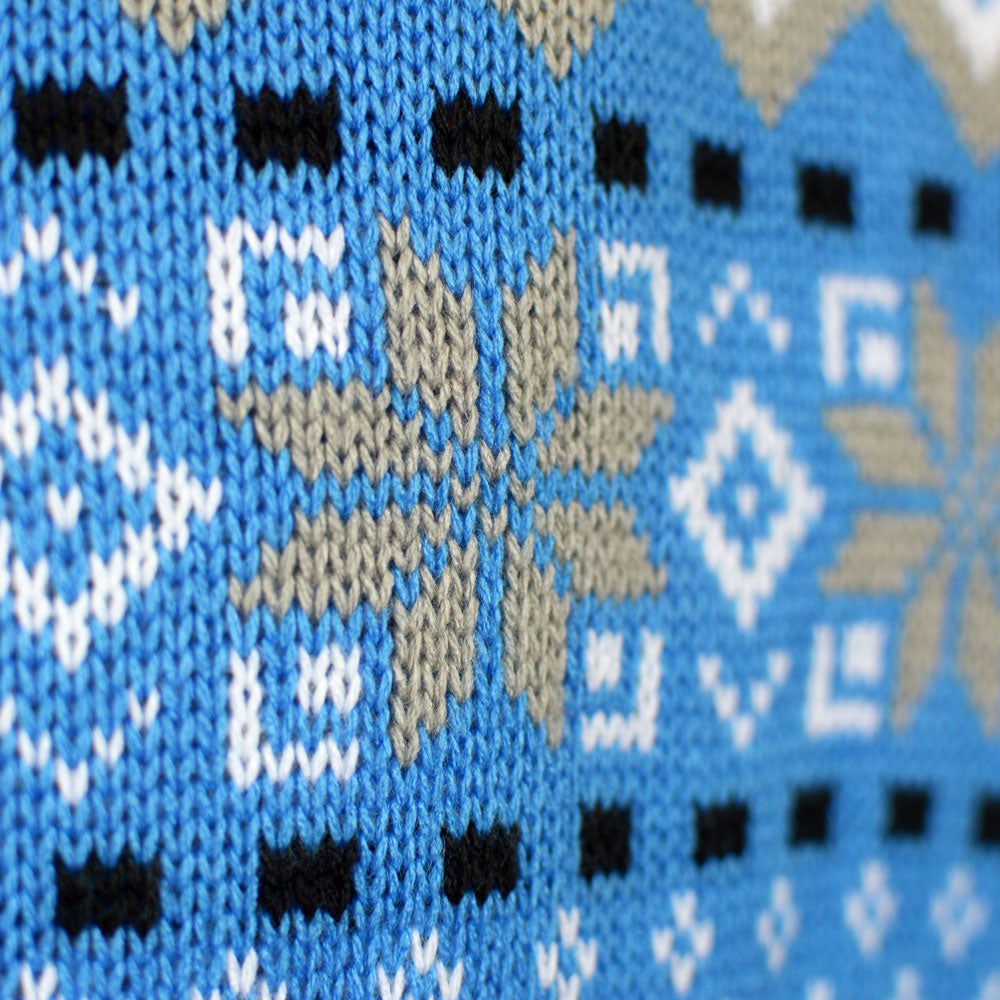 Jersey de Navidad para Hombre Blanco, Gris y Azul con Renos Elegante Detalle