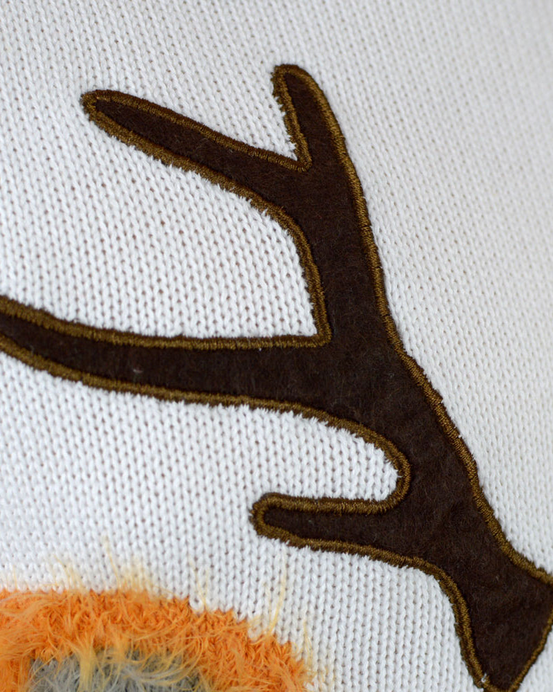 Jersey de Navidad para Hombre Blanco con Reno 3D Peludo Detalle Cara