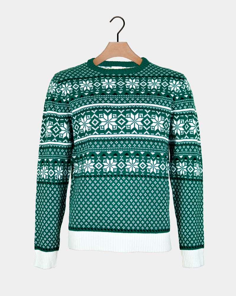 Jersey de Navidad para Hombre Clásico Verde y Blanco Elegante
