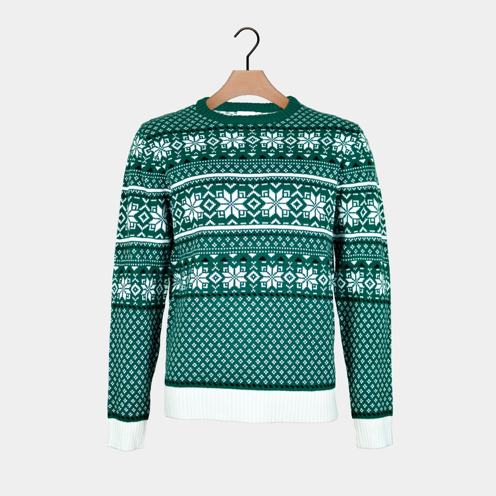 Jersey de Navidad para Hombre Clásico Verde y Blanco Elegante