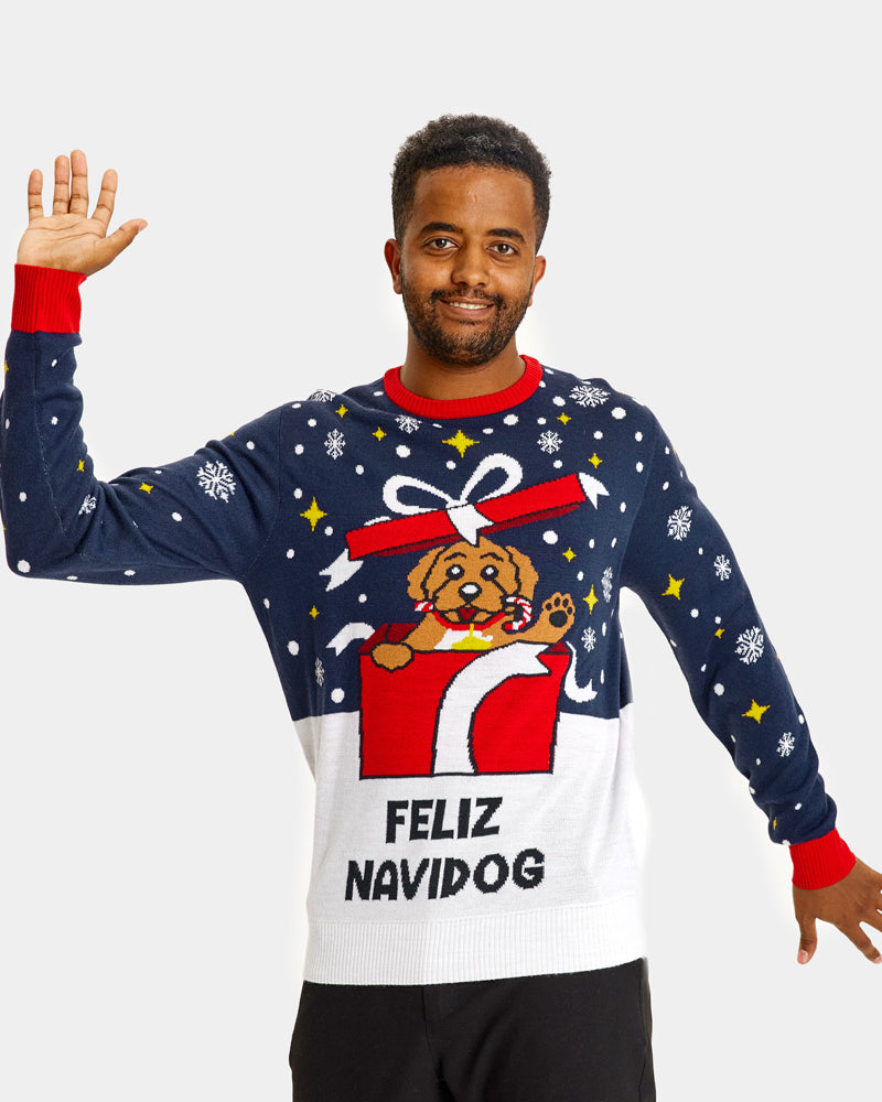 Jersey de Navidad Hombre Feliz Navidog