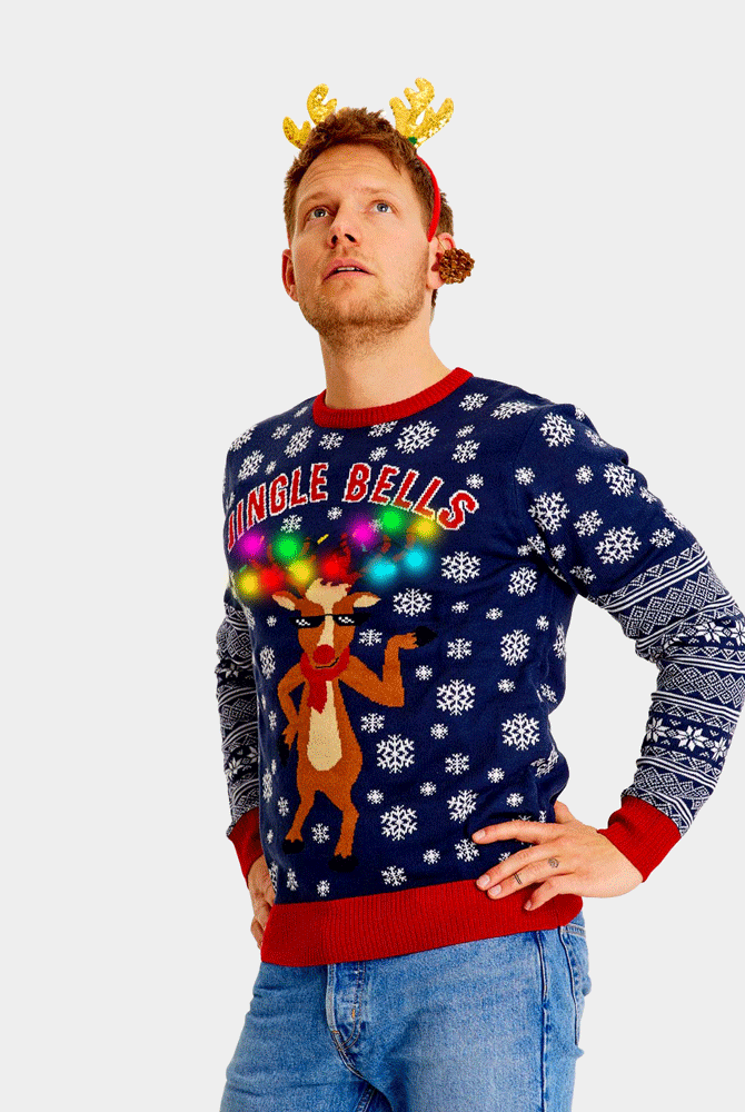 Jersey de Navidad con Luces LED Hombre Jingle Bells