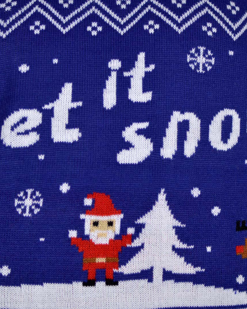 Jersey de Navidad Let it Snow Azul Parejas Detalle
