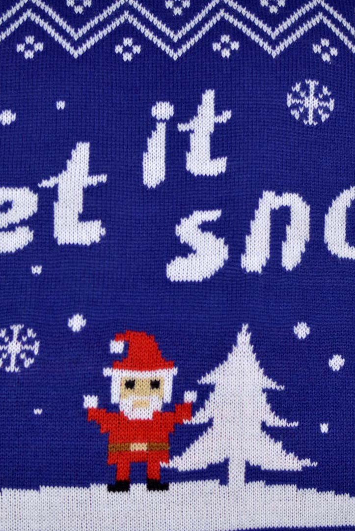 Jersey de Navidad Let it Snow Azul Parejas Detalle