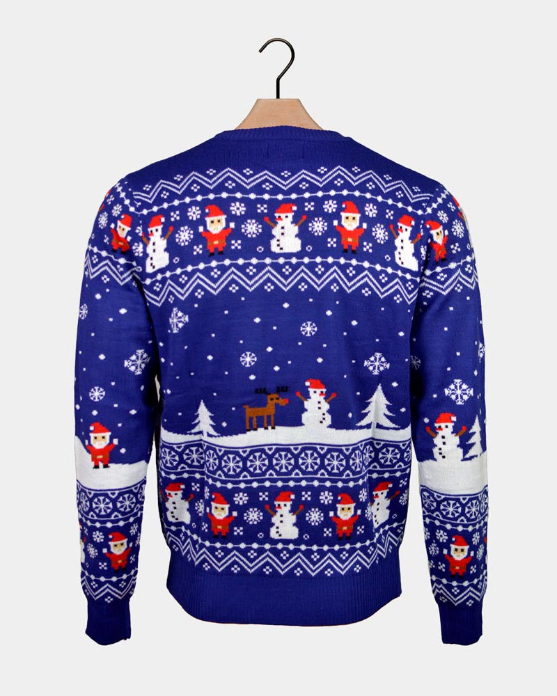 Jersey de Navidad Let it Snow Azul Parejas Espalda