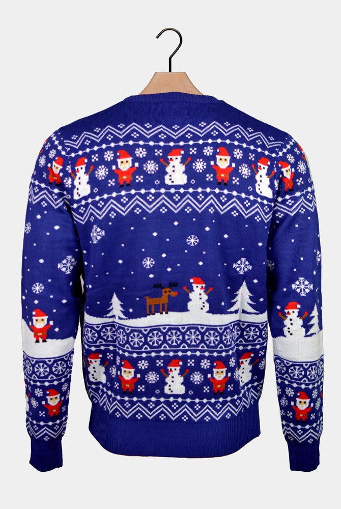Jersey de Navidad Let it Snow Azul Parejas Espalda