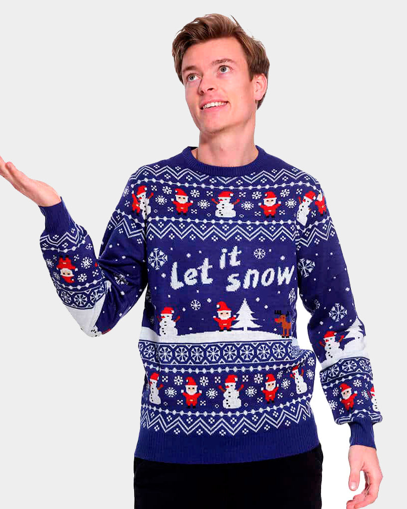 Jersey de Navidad Let it Snow Azul Parejas Hombre