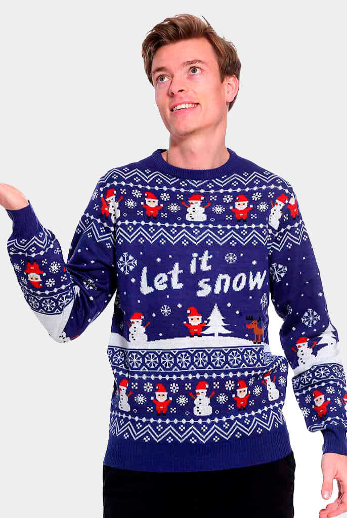 Jersey de Navidad Let it Snow Azul Parejas Hombre