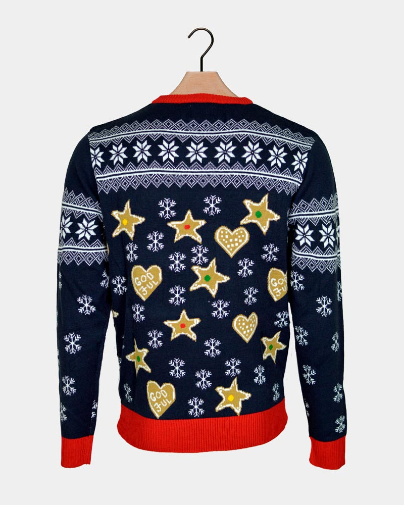 Jersey de Navidad con Luces LED para Hombre Casa Gingerbread Espalda