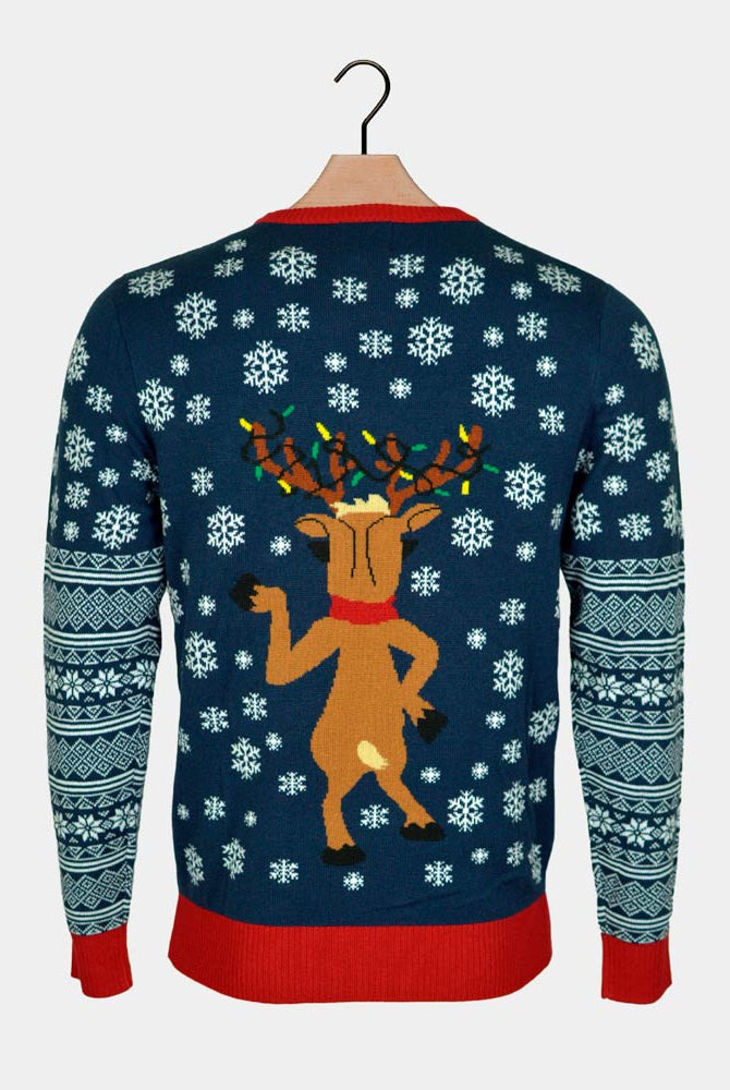 Jersey de Navidad con Luces LED para Hombre Jingle Bells Espalda