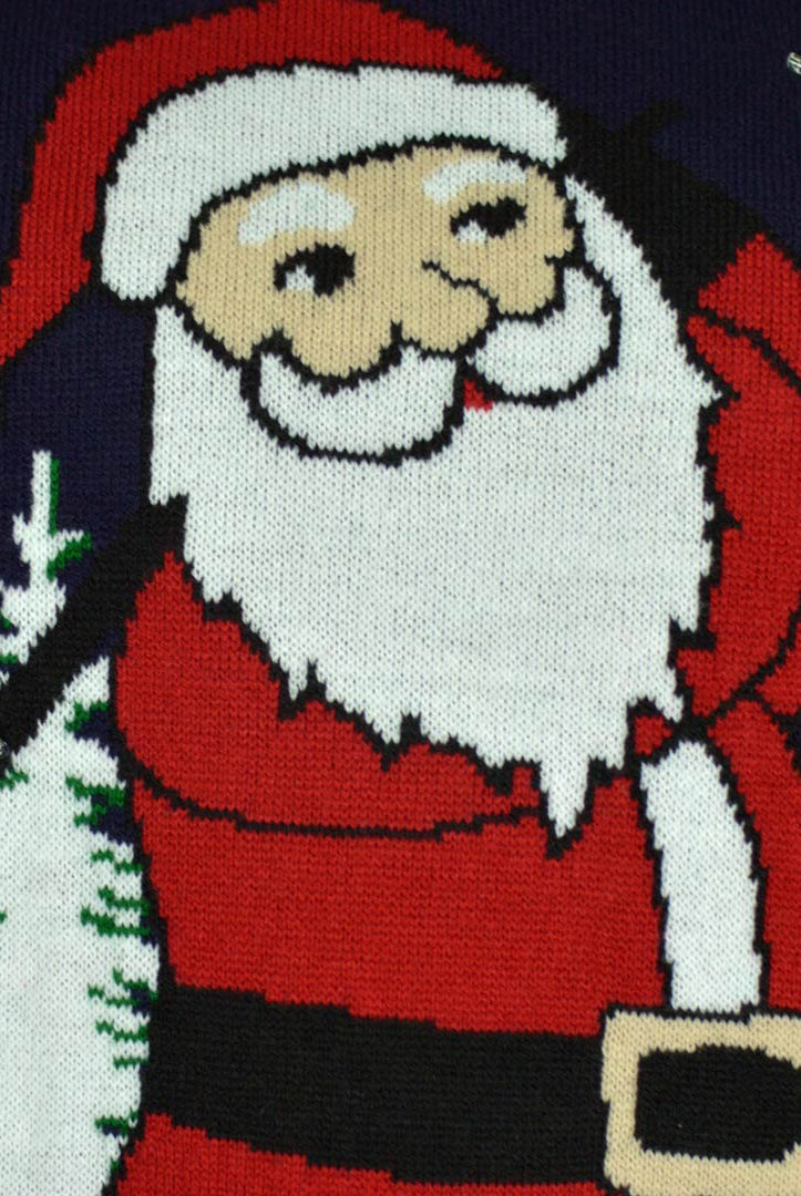 Jersey de Navidad con Luces LED para Mujer con Santa jugando al Golf Detalle