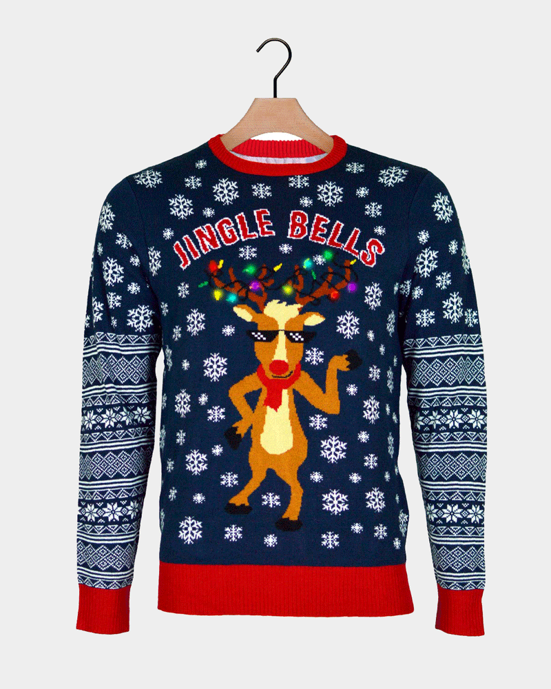 Jersey de Navidad con Luces LED Parejas Jingle Bells