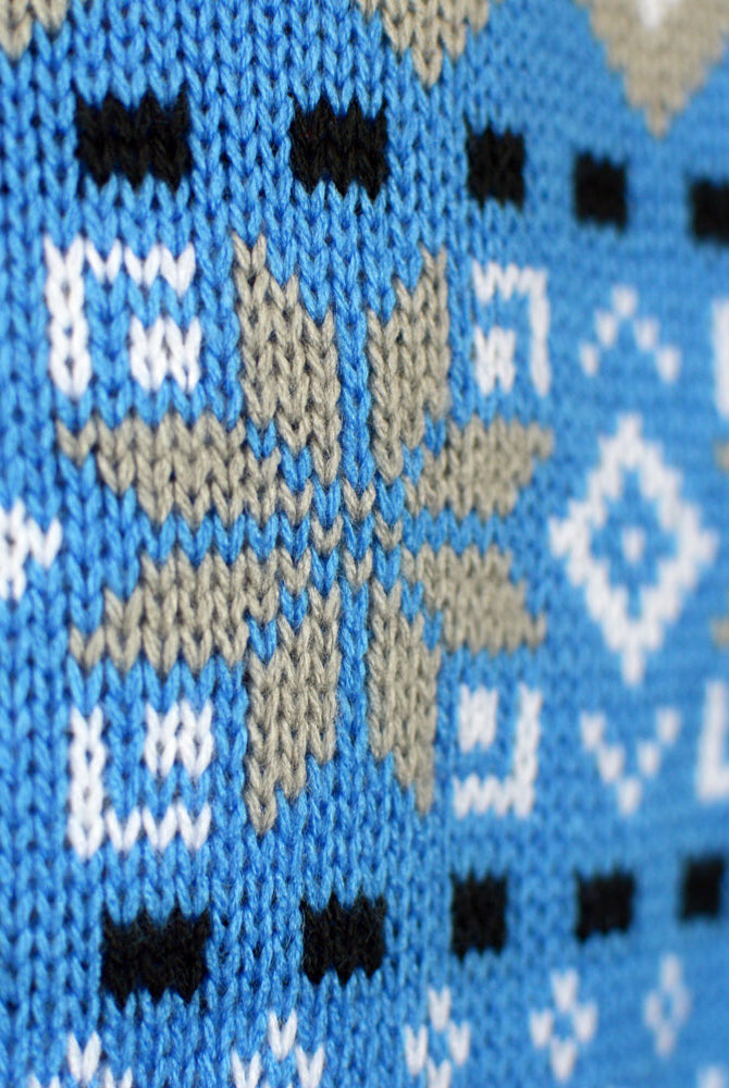 Jersey de Navidad para Mujer Blanco, Gris y Azul con Renos Elegante Detalle