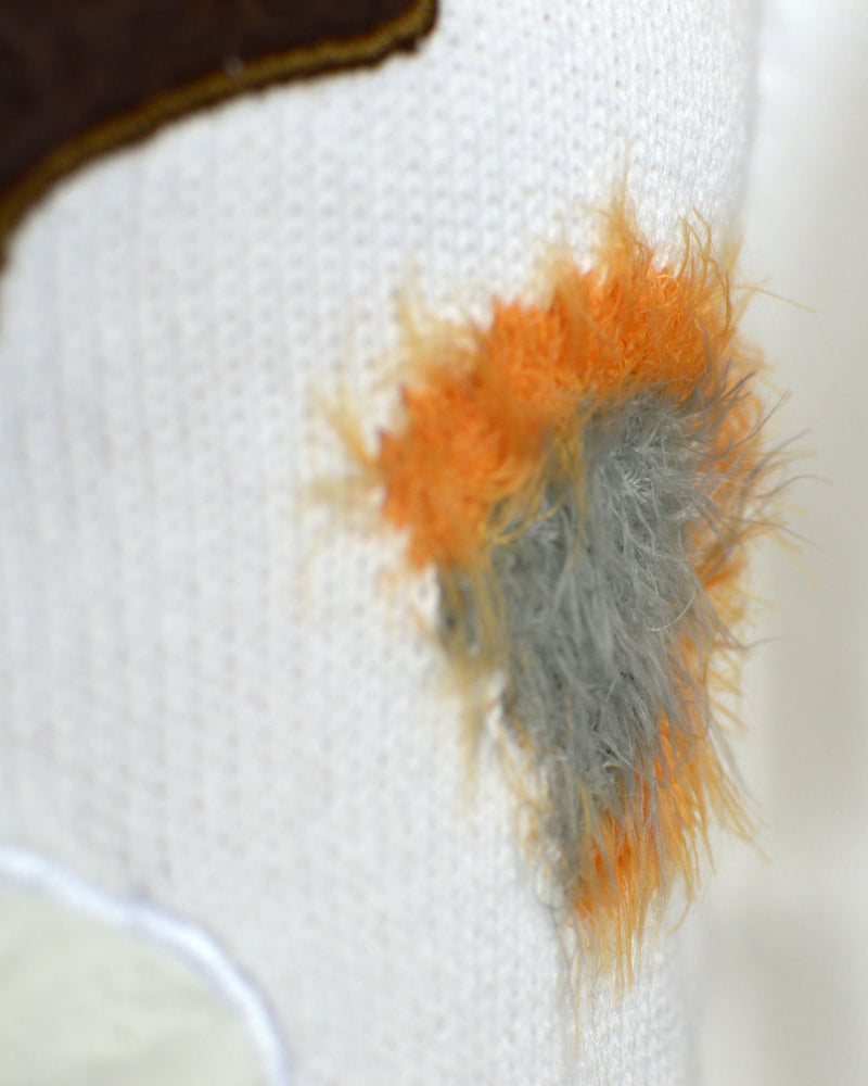 Jersey de Navidad para Mujer Blanco con Reno 3D Peludo Detalle Cuernos