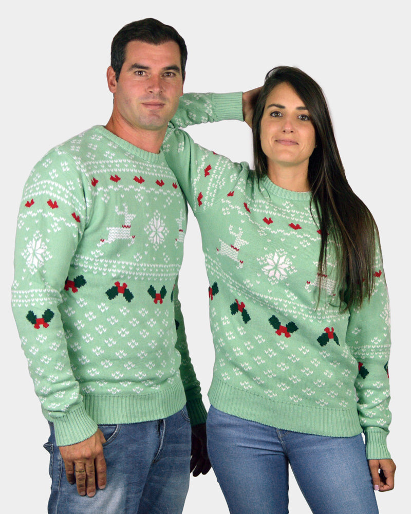 Jersey de Navidad para Mujer Verde Sweet Christmas parejas