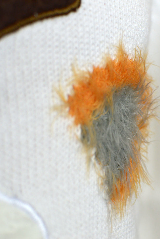 Jersey de Navidad para Niña y Niño Blanco con Reno 3D Peludo Cuernos