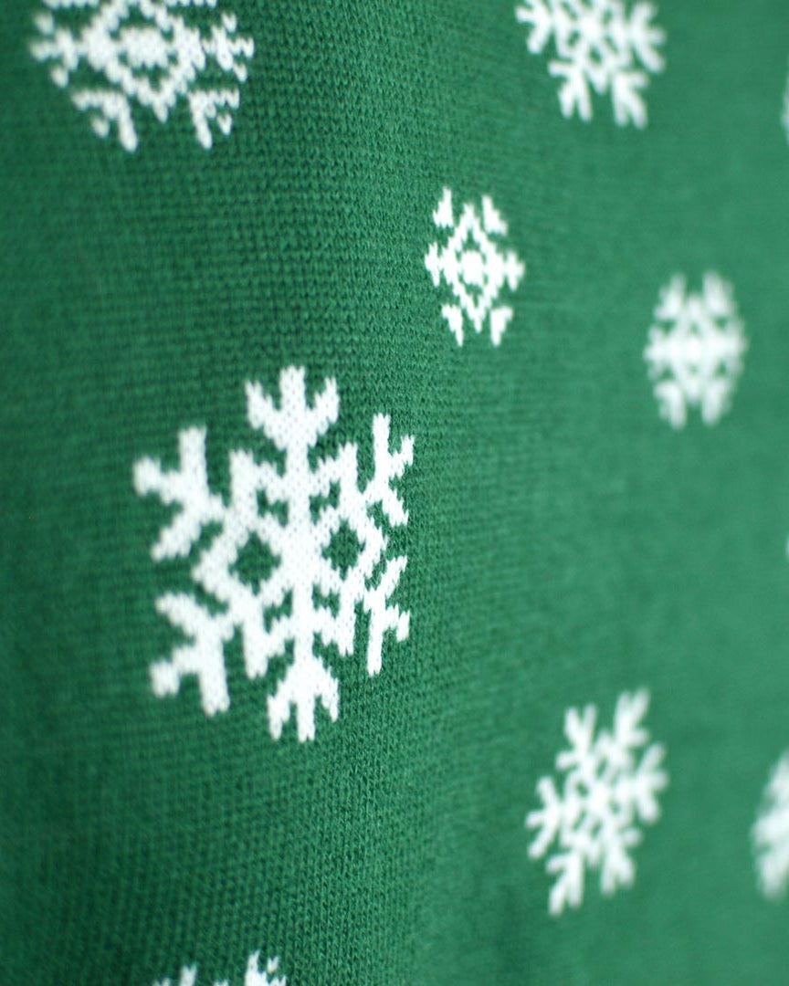 Jersey de Navidad para Niña y Niño Verde Holly Jolly Lentejuelas Detalle nieve