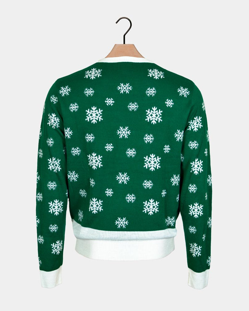 Jersey de Navidad para Niña y Niño Verde Holly Jolly Lentejuelas espalda