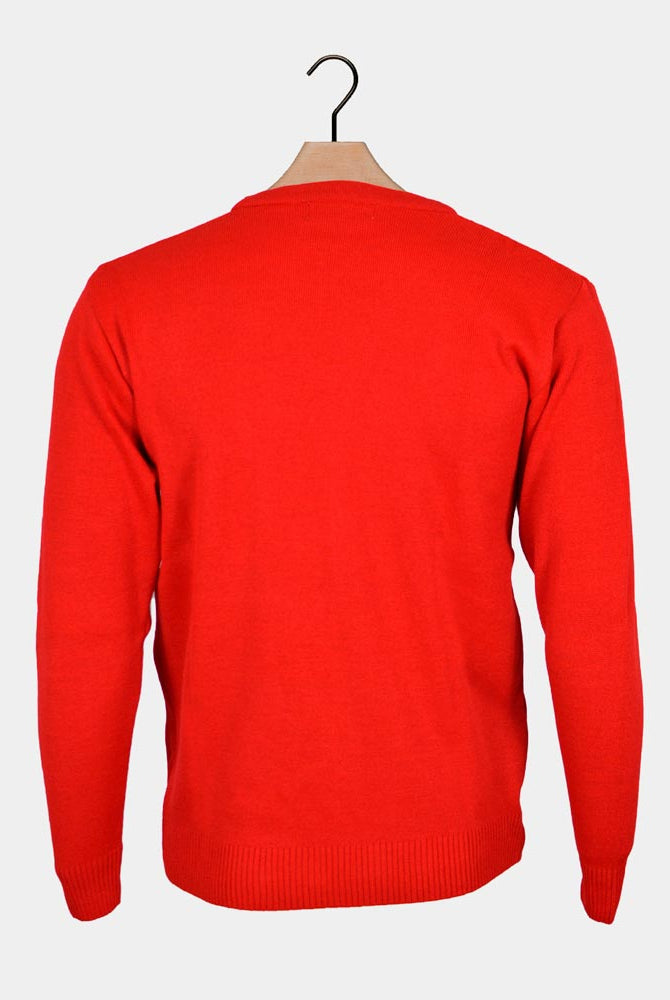 Jersey de Navidad para Familia Árbol de Navidad Sonriente Rojo espalda