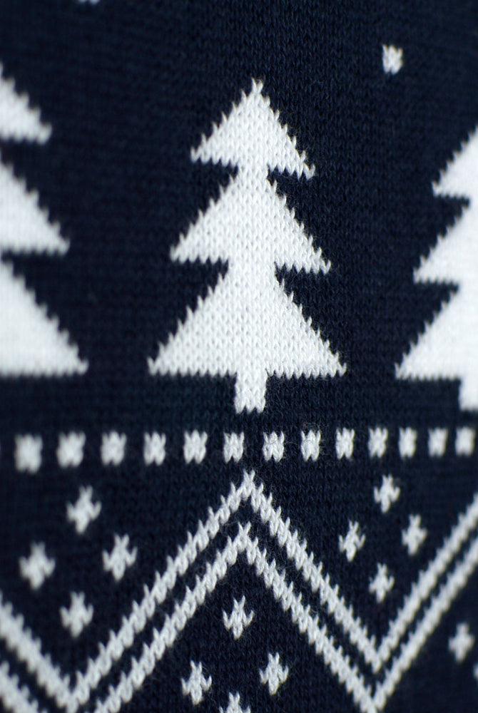 Jersey de Navidad para Familia con Árboles, Muñecos y Papá Noel detalle nieve