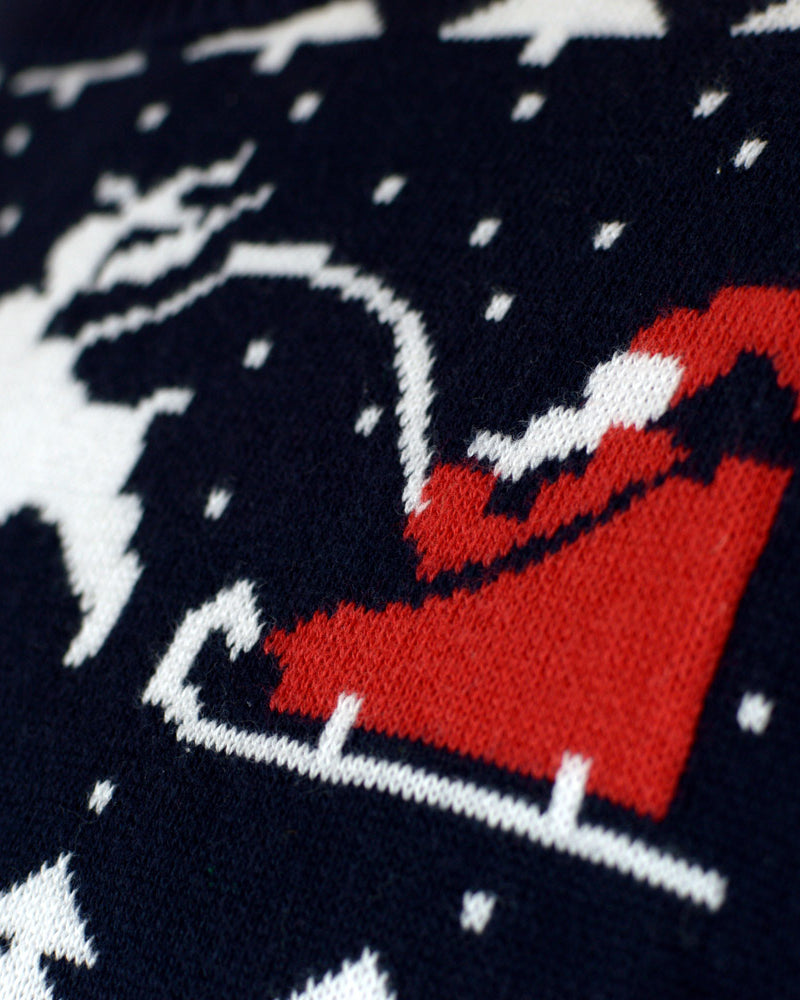 Jersey de Navidad para Familia con Árboles, Muñecos y Papá Noel detalle