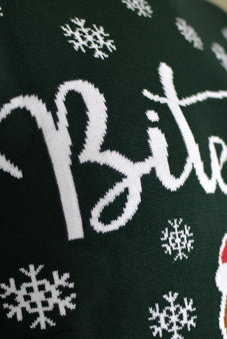 Jersey de Navidad para Familia Bite Me Gingerbread Detalle Nieve
