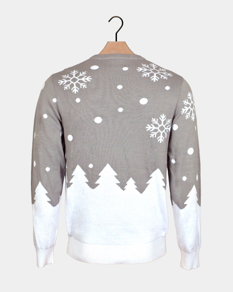 Jersey de Navidad para Familia Gris con Renas Cute Espalda