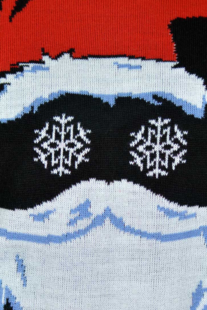 Jersey de Navidad para Familia Papá Noel Negro Detalle Cara
