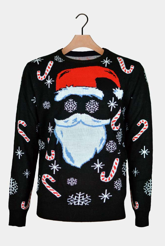 Jersey de Navidad para Familia Papá Noel Negro
