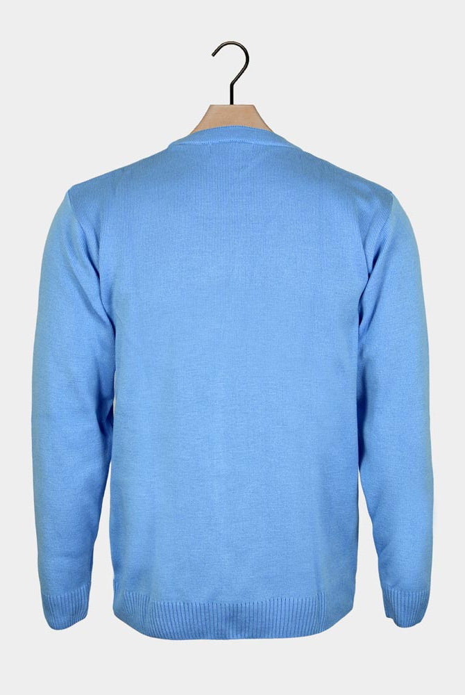 Jersey de Navidad para Familia Pingüino Azul Claro Espalda