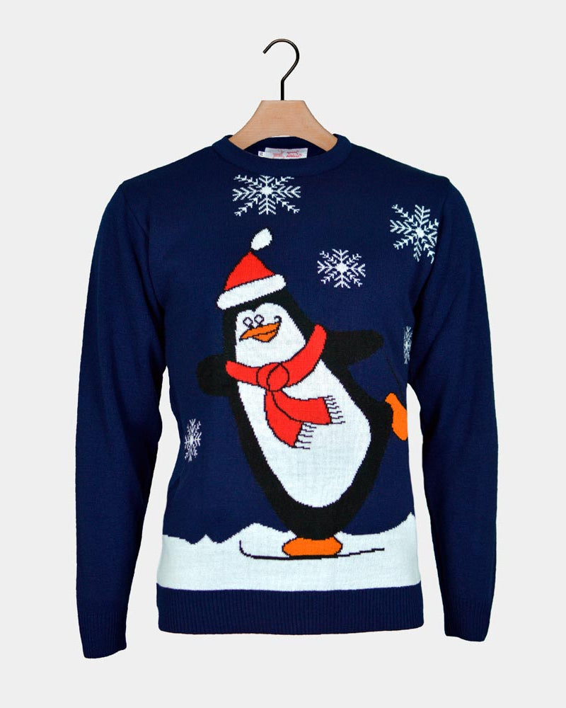 Jersey de Navidad para Familia Pingüino Azul Marino