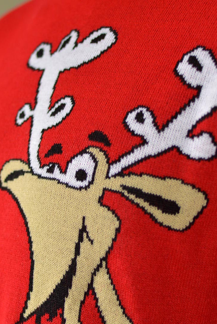 Jersey de Navidad para Familia Reno con Cerveza Rojo Detalle