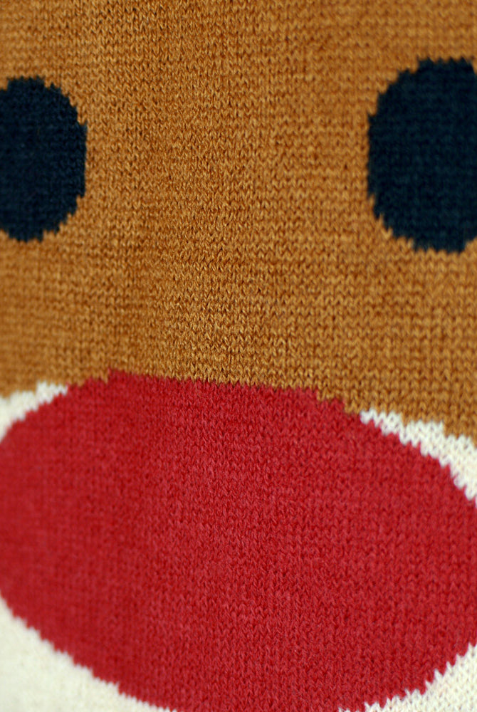 Jersey de Navidad para Familia con Reno Rudolph Rojo Detalle