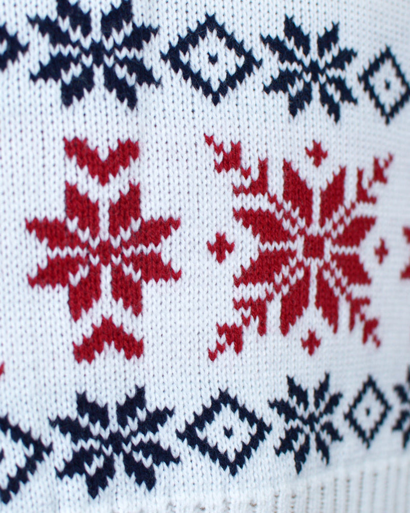 Jersey de Navidad para Familia Rojo con Reno Rudolph Detalle Nieve