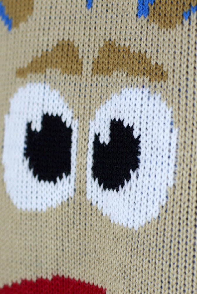 Jersey de Navidad para Hombre Azul Claro con Reno y Nieve Detalle