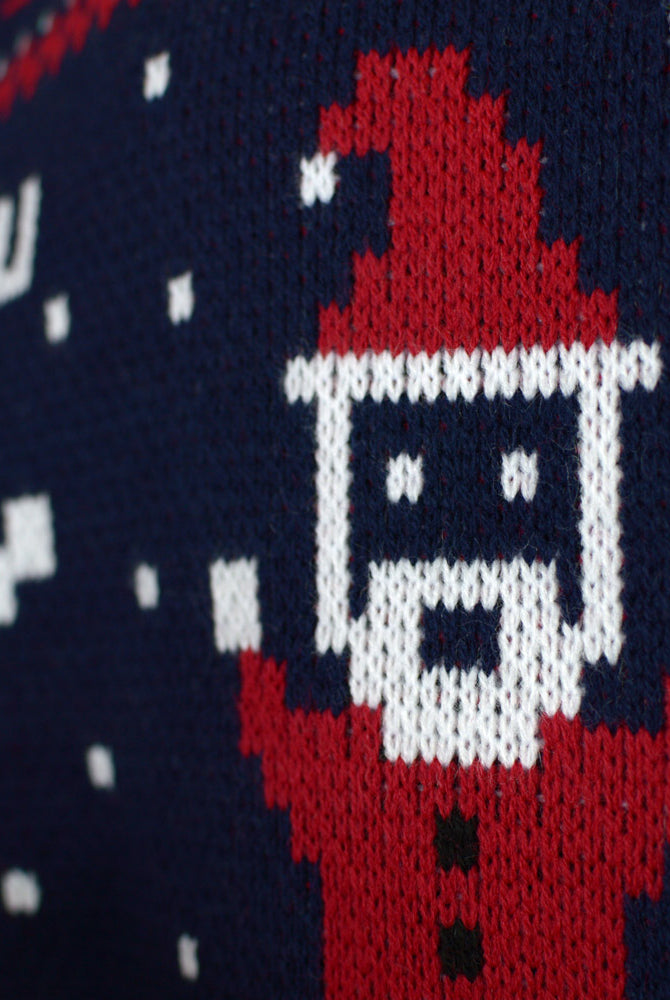 Jersey de Navidad para Hombre Azul Merry Christmas Detalle