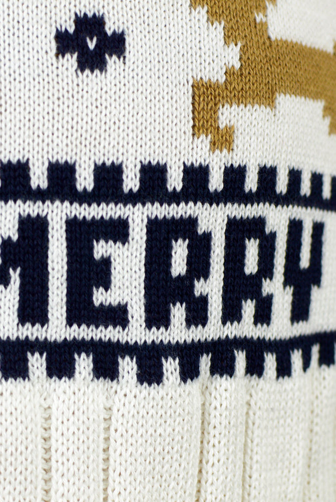 Jersey de Navidad para Hombre Elegante Blanco con Renos Algodón Orgánico Detalle