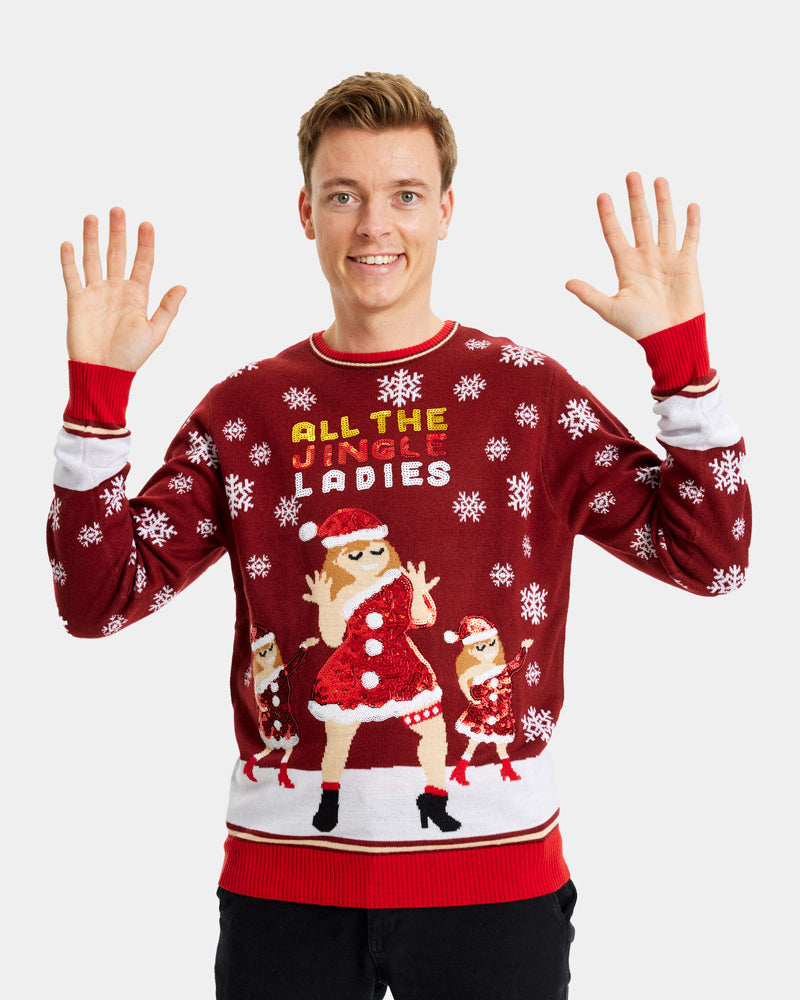 Jersey de Navidad Hombre Jingles Ladies Lentejuelas