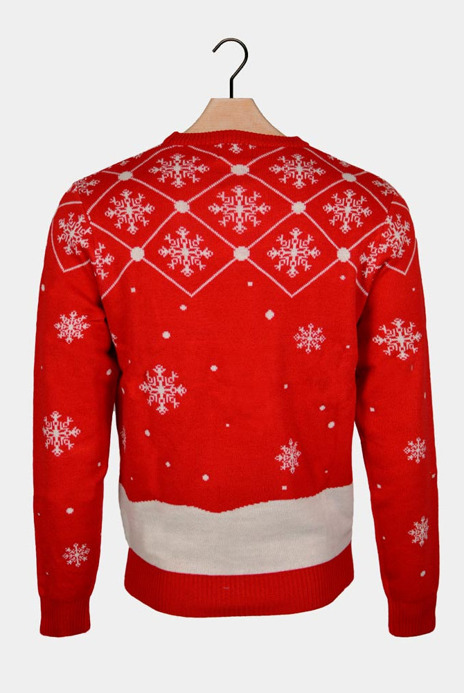 Jersey de Navidad para Hombre con Papá Noel Entrando por la Chimenea Espalda