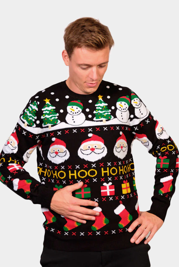 Jersey de Navidad para Hombre Santa, Regalos y Muñecos Algodón Orgánico