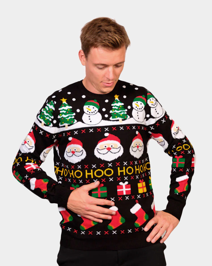 Jersey de Navidad para Hombre Santa, Regalos y Muñecos Algodón Orgánico
