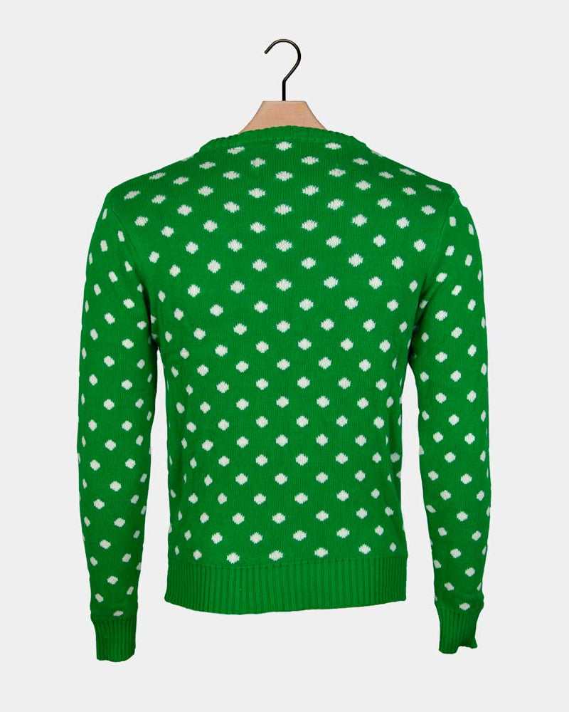 Jersey de Navidad para Hombre Verde Reno con Gorro en 3D Espalda