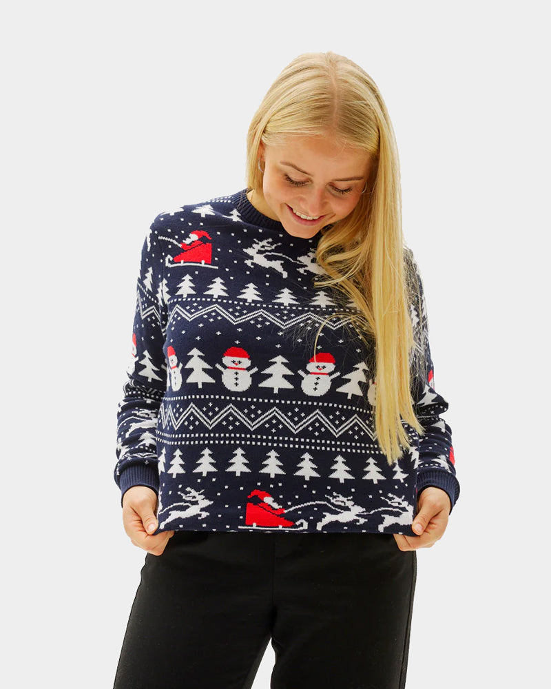 Jersey de Navidad para Mujer con Árboles, Muñecos y Papá Noel