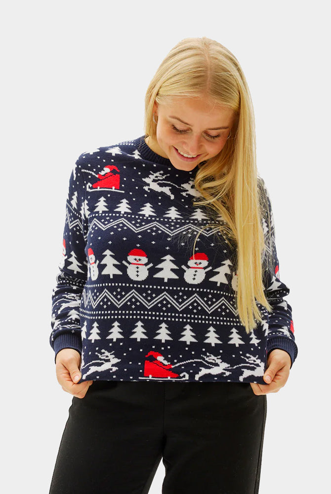 Jersey de Navidad para Mujer con Árboles, Muñecos y Papá Noel