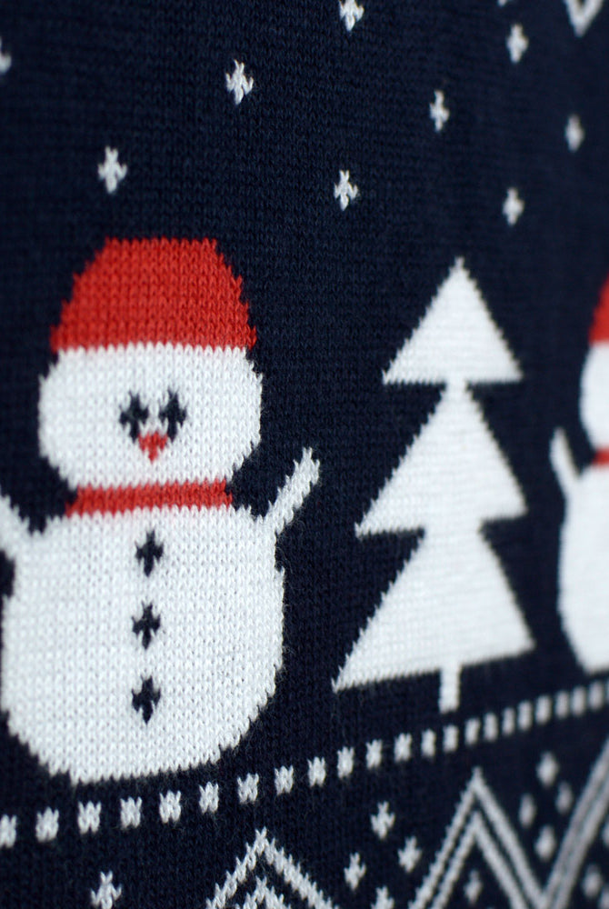 Jersey de Navidad Mujer con Árboles, Muñecos y Papá Noel Algodón Orgánico detalle