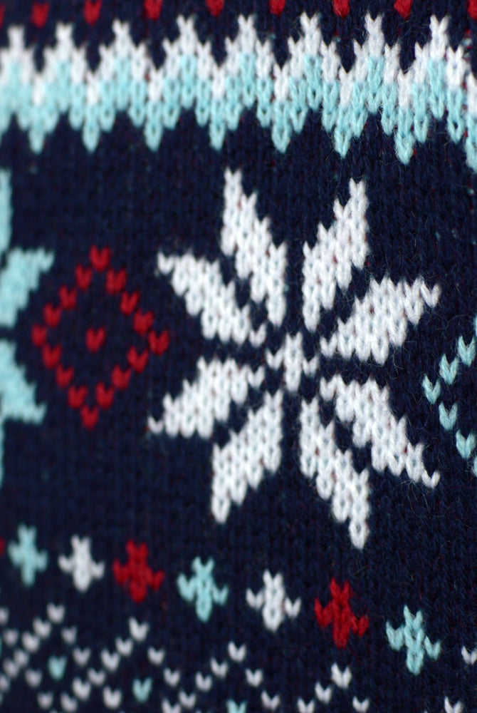 Jersey de Navidad para Mujer Azul Merry Christmas Detalle Nieve